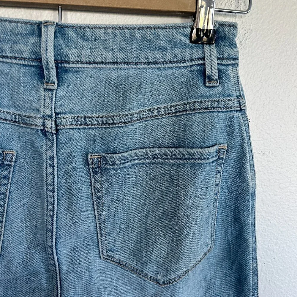 Abercrombie & Fitch Jean Skirt Pencil Raw Hem Denim Stretch Light Wash